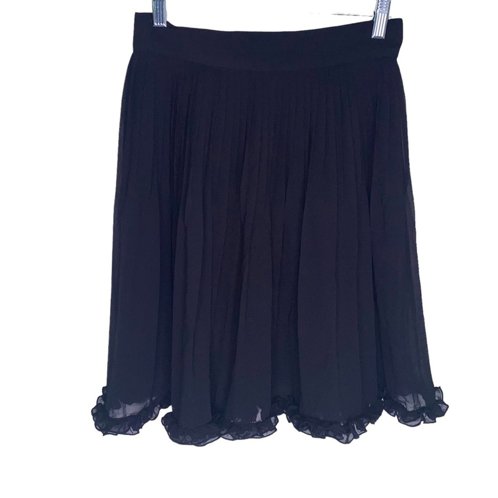 JS Boutique MIDI Skirt Women Size 6 Black Pleat Skirt MIDI Ruffle Bottom *